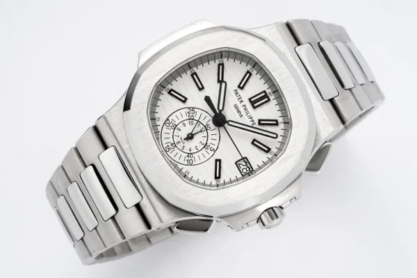 0240A473-6E9F-77CE-9AA4-6688736B0D7D.webp Patek Philippe Silver Nautilus Chronograph Watch