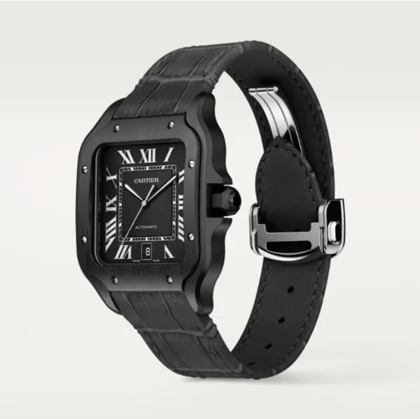 030FAE70-C6D9-60B1-84BD-64E501FC5578.webp Cartier Santos de Cartier Men Automatic Black Rubber Watch WSSA0039