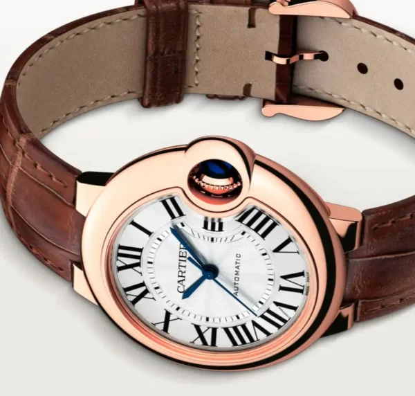 Cartier Ballon Bleu de Cartier Men Automatic Silver 18ct Rose Gold Watch WGBB0035