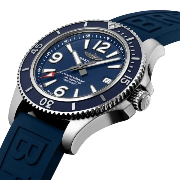 Breitling Superocean Men Automatic Blue Rubber Watch A17366D81C1S2