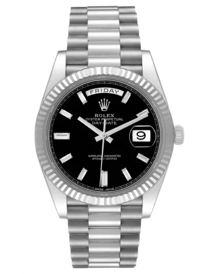 Superclone Rolex Day-Date 40mm Black Baguette Dial 228239