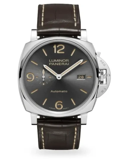 14547C3D-F257-C25A-36BE-1CC0E79BCB29.webp Panerai Luminor Due Men Automatic Black Alligator Watch PAM00943