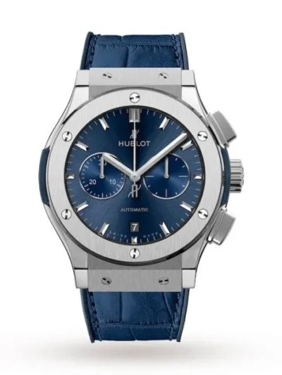 Hublot Classic Fusion Men Automatic Blue Rubber and Alligator Watch 541.NX.7170.LR