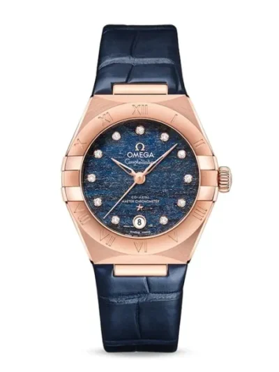 19FBC113-6F05-2379-6EC9-495C25C9B1F7.webp Omega Constellation Women Automatic Blue Leather Watch O13153292099001