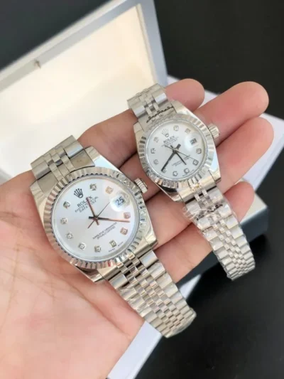 Couple Watches Rolex Datejust 36/28mm SS/SS Jub Sliver/Dia