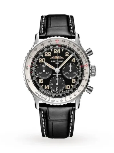 Breitling Navitimer Men Automatic Black Crocodile Watch PB02301A1B1P1