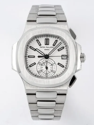 Patek Philippe Silver Nautilus Chronograph Watch
