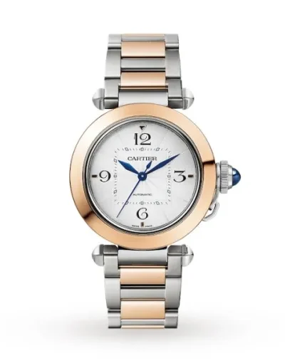 Cartier Pasha de Cartier Women Automatic Silver Stainless Steel   18ct Rose Gold Watch W2PA0008