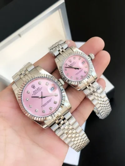 Couple Watches Rolex Datejust 36/28mm SS/SS Jub Pink/Dial