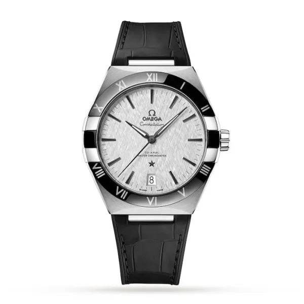 2DCC76A1-CB7C-5B16-0210-2105697AEA78.webp Omega Constellation Men Automatic Grey Leather Watch O13133412106001