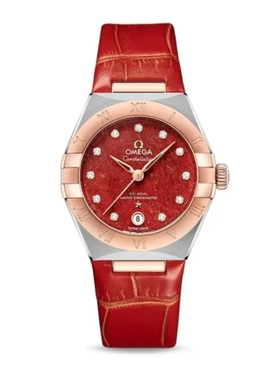 39BA9AF1-A736-DF46-B1B0-8AFACC13513B.webp Omega Constellation Women Automatic Red Leather Watch O13123292099002