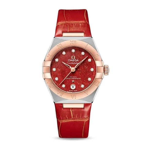 39BA9AF1-A736-DF46-B1B0-8AFACC13513B.webp Omega Constellation Women Automatic Red Leather Watch O13123292099002