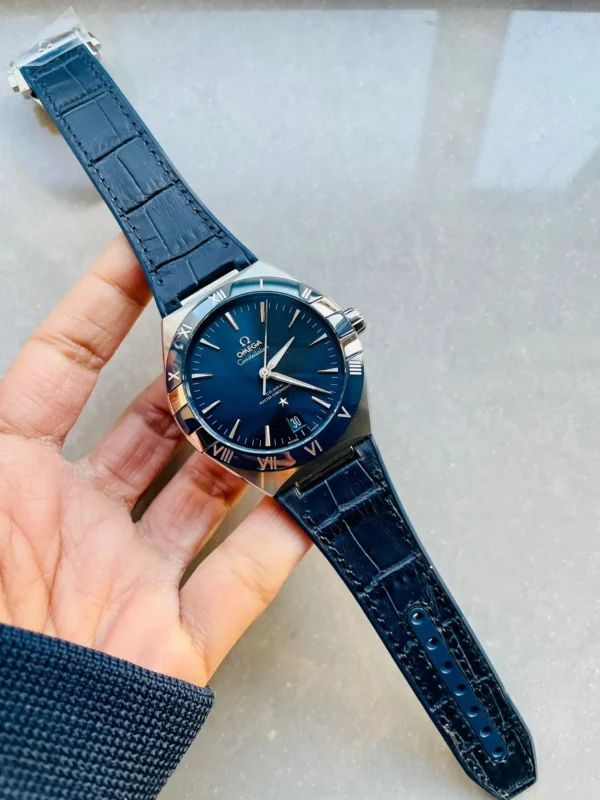 3B1D587E-143A-E938-A302-9AC5362035B3.webp Omega Constellation Men Automatic Blue Leather Watch O13133412103001