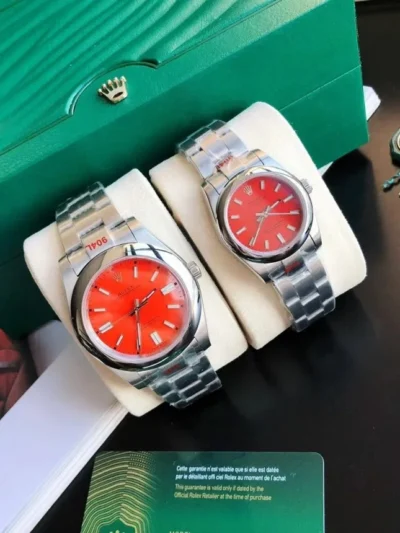 Couple Watches Rolex Oyster Perpetual 31/41mm SS/SS Red/Stk