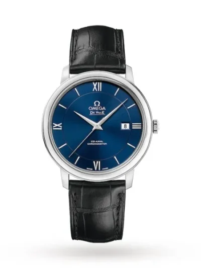 454D7765-3E37-D87D-C672-98A8250D4D91.webp Omega De Ville Men Automatic Blue Leather Watch O42413402003001