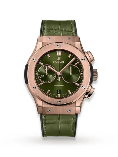 Hublot Classic Fusion Men Automatic Green Alligator Watch 521.OX.8980.LR