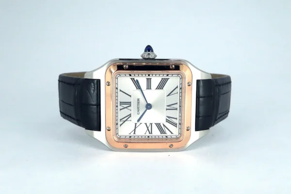 46EC58B7-76B5-0788-F24D-1CACCEF4749E.webp Cartier Santos-Dumont Men Automatic Silver Stainless Steel 18ct Rose Gold Watch W2SA0017