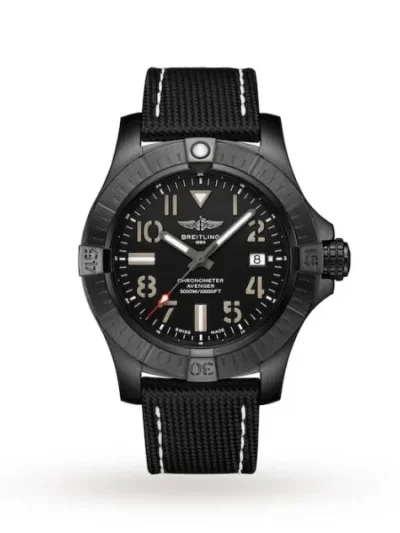 Breitling Avenger Men Automatic Black Leather Watch V17319101B1X2