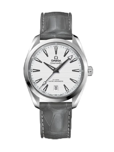 4F1FBE87-3A3F-B22E-A211-19FB3586A286.webp Omega Aquaterra Men Automatic Silver Alligator Watch O22013382002001