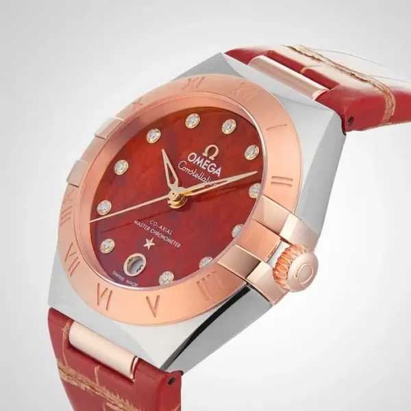 514E8C83-1049-11AC-4380-AEEA1F1963CF.webp Omega Constellation Women Automatic Red Leather Watch O13123292099002