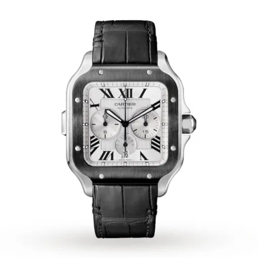 51BFF5D7-3960-9782-00B2-A90C27817DBA.webp Cartier Santos de Cartier Men Automatic Silver Rubber Watch WSSA0017