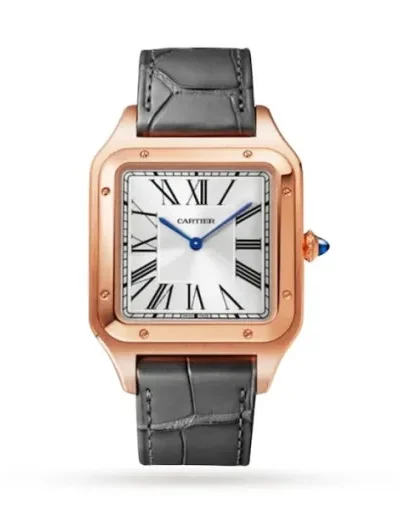 Cartier Santos-Dumont Men Automatic Silver 18ct Rose Gold Watch WGSA0032