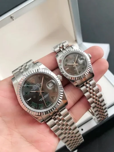 Couple Watches Rolex Datejust 36/28mm SS/SS Jub Grey/Rmn