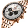 Breitling Navitimer Men Automatic Silver 18ct Rose Gold Watch RB0137241G1R1