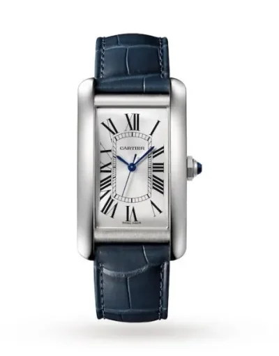 Cartier Tank Américaine Men Automatic Silver Alligator Watch WSTA0018