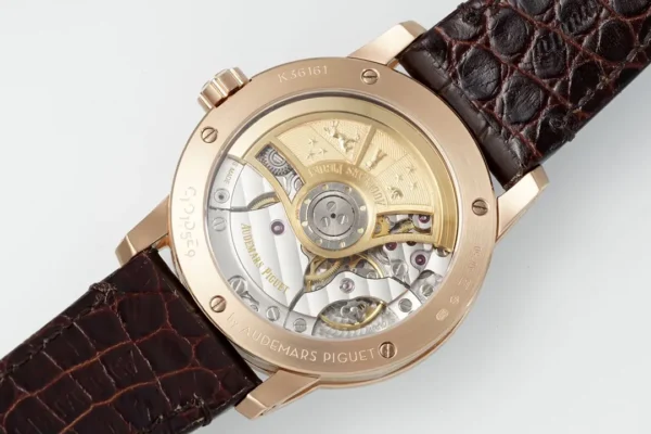 watch Audemars Piguet CODE 11.59 Blue Dial Three-Hand Automatic Watch   41mm Rose Gold Case with Brown Leather Strap