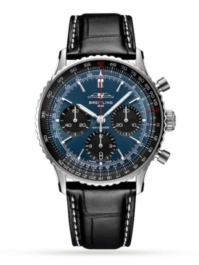 Breitling Navitimer Men Automatic Blue Alligator Watch AB0139241C1P1