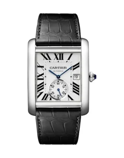 Cartier Tank MC Men Automatic Silver Alligator Watch W5330003