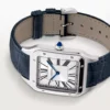Cartier Santos-Dumont Men Quartz Silver Alligator Watch WSSA0022