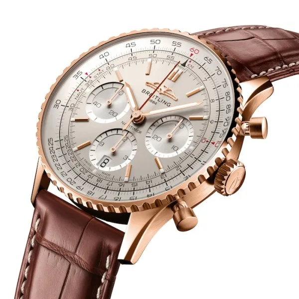 Breitling Navitimer Men Automatic Silver Alligator Watch RB0139211G1P1