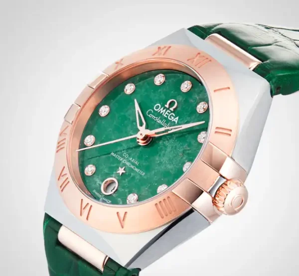 751446C1-159C-34C1-9ED1-CD50860C3C93.webp Omega Constellation Women Automatic Green Leather Watch O13123292099001