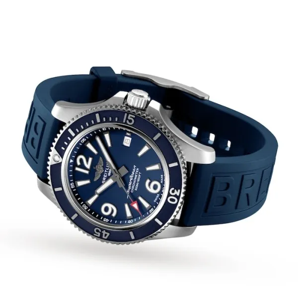 Breitling Superocean Men Automatic Blue Rubber Watch A17366D81C1S2