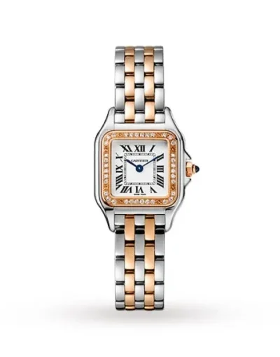 Cartier Panthère de Cartier Women Quartz Silver 18ct Rose Gold Watch W3PN0006