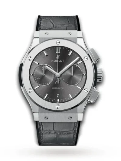 Hublot Classic Fusion Men Automatic Grey Alligator Watch 521.NX.7071.LR