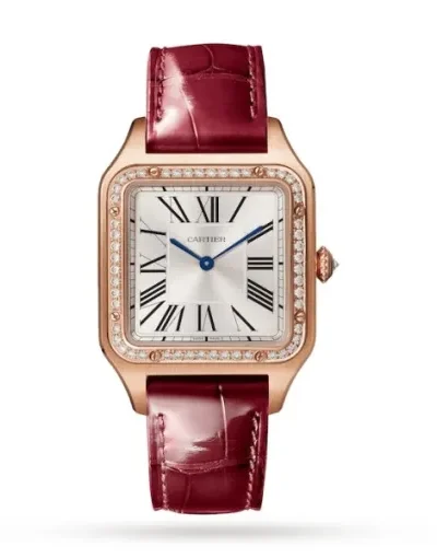 Cartier Santos-Dumont Men Quartz Silver Leather Watch WJSA0016