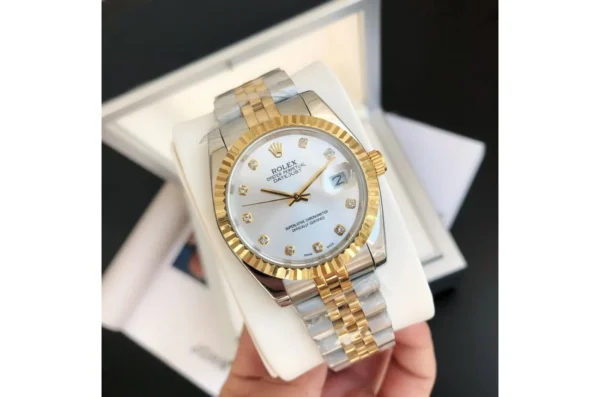 Couple Watches Rolex Datejust 36/28mm RG/SS Jub Sliver/Dia