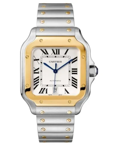 8502FB43-5F3B-C4DC-2413-CF2AE78DE0DD.webp Cartier Santos de Cartier Men Automatic Silver Stainless Steel Watch W2SA0009