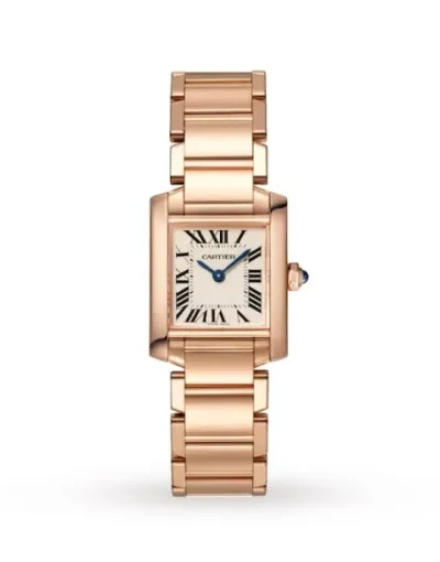 Cartier Tank Française Women Quartz Silver 18ct Rose Gold Watch WGTA0029