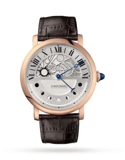 Cartier Ronde de Cartier Men Automatic Silver Leather Watch W1556243