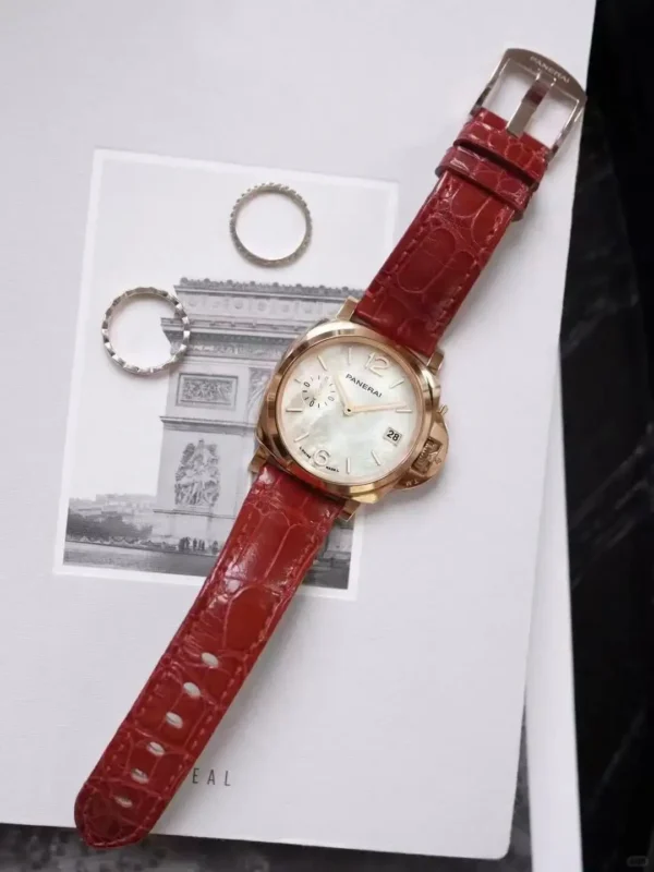 Panerai Luminor Due Men Automatic Mother Of Pearl Leather Watch PAM01280