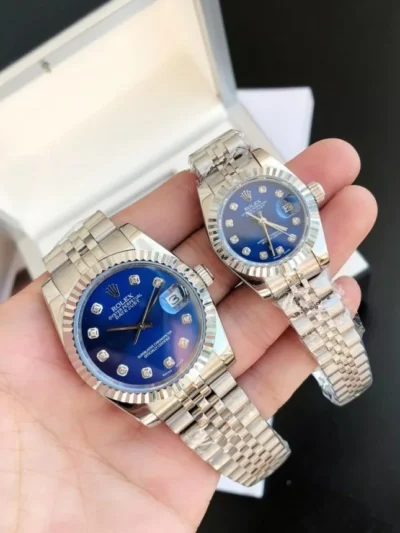 Couple Watches Rolex Datejust 36/28mm SS/SS Jub Blue/Dial