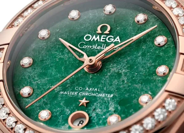 982F779A-9BF3-0ED0-C30B-1D70444817A8.webp Omega Constellation Women Automatic Green Leather Watch O13128292099001
