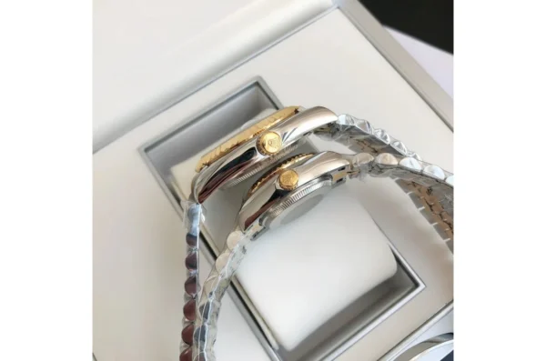 Couple Watches Rolex Datejust 36/28mm RG/SS Jub Sliver/Dia