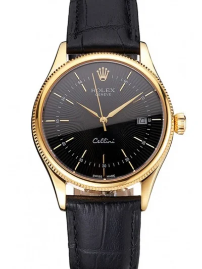 Superclone Rolex Cellini 38mm Black Dial REP016807