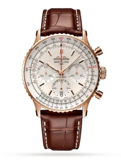 Breitling Navitimer Men Automatic Silver Alligator Watch RB0139211G1P1