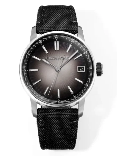 watch Audemars Pigeut CODE 11.59 Smoke Grey Dial Stainless Steel Case Black Fabric Strap Automatic Watch 41mm